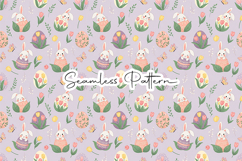 Cute Bunny Egg Floral Seamless Pattern Product Image 1