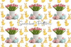 Cute Easter Bunny Duck Tulip Pattern Product Image 1