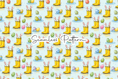 Easter Rain Boots Bunny Seamless Pattern Product Image 1