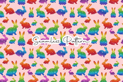 Rainbow Glitter Bunny Seamless Pattern Product Image 1