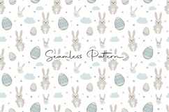 Cute Bunny Eggs Sky Easter Seamless Pattern Product Image 1