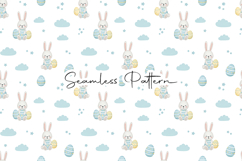 Cute Bunny Eggs Sky Seamless Pattern Product Image 1