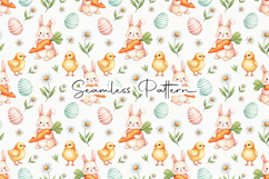 Bunny Chick Carrot Easter Seamless Pattern Product Image 1