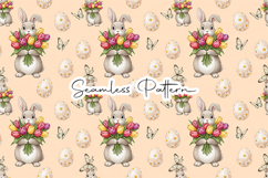 Floral Easter Bunny Seamless Pattern Product Image 1