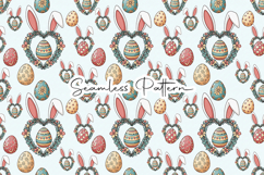 Floral Bunny Easter Eggs Seamless Pattern Product Image 1