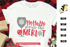 Funny Christmas SVG file | Ho Ho Ho Pour the Merlot SVG Product Image 2