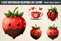Cute Watercolor Valentines Day Clipart PNG Product Image 1
