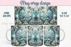 Aquamarine ocean pearl mug wrap 15oz sublimation designs png Product Image 1