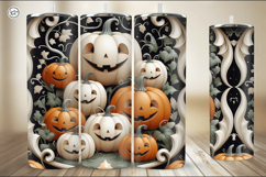 4 Cute Pumpkiins Tumbler Sublimation, 20 oz Tumbler Wrap Product Image 2
