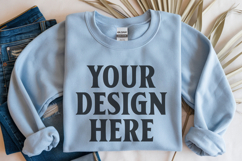 Light Blue Gildan 18000 Folded Flat Lay Mockups Product Image 1