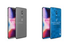 OnePlus 6 Vinyl Skin Design Mockup 2018 Front-Back Angled Product Image 4