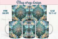 Aquamarine ocean pearl mug wrap 15oz sublimation designs png Product Image 1