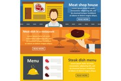 Meat reataurant banner horizonatal set, flat style Product Image 1