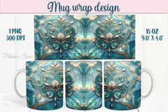 Aquamarine ocean pearl mug wrap 15oz sublimation designs png Product Image 1