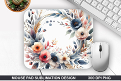 Flowers Mouse Pad Sublimation, Spring Mouse Pad PNG Design Product Image 1