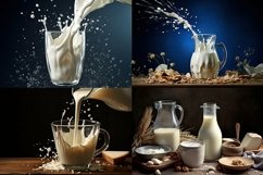 Realistic White Milk into glass with splash Product Image 1