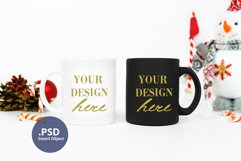 2 Christmas mugs mockup, White & Black coffee mug mock up Product Image 1