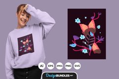 Butterfly and Flowers Illustration for T-Shirt Design Product Image 1