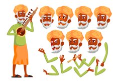 Indian Old Man Vector. Hindu. Asian. Senior Person. Aged Product Image 1