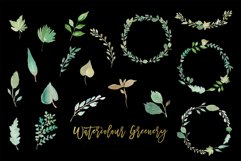 Watercolour Greenery Leaves Wreath clipart Product Image 3