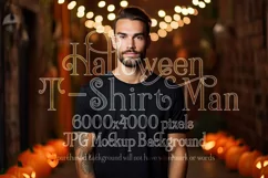 Halloween T-Shirt Mockup Male, Black T-Shirt Mockup, d5 Product Image 1