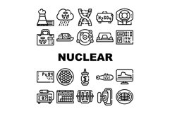 Nuclear Energy Power Collection Icons Set Vector Product Image 1