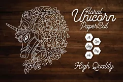 Floral Unicorn Illustration Paper Cut SVG Product Image 1