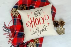 Christmas sign svg, Oh Holy Night farmhouse round porch sign Product Image 2