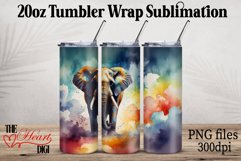 Colorful Elephant 20oz Tumbler PNG, Elephant Tumbler PNG Product Image 1