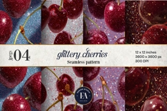 Glitter Coquette Cherry Pattern | Sparkly Glam Texture Paper Product Image 1