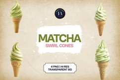 Matcha Swirl Cones Clipart Bundle 4 PNG Product Image 1