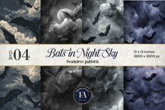 Bats Night Sky Pattern, Dark Gothic Bat Seamless Paper Product Image 1