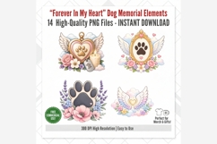 Forever In My Heart Dog Memorial Clipart | 14 PNG Pet Loss Product Image 8