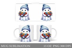 Cute Ghost Mug Design. Cute Halloween Mug Sublimation Product Image 1
