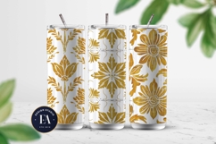 Gold Retro Floral Block Print | Geometric Floral Pattern Product Image 2