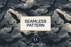 Bats Night Sky Pattern, Dark Gothic Bat Seamless Paper Product Image 3