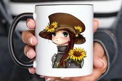 Watercolor Cute Chibi Sunflower PNG Clipart Product Image 3