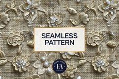 Embroidered Jute digital paper | Cactus pattern Product Image 3