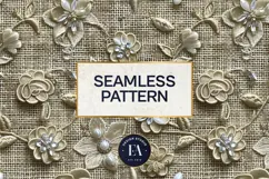 Embroidered Jute digital paper | Cactus pattern Product Image 3