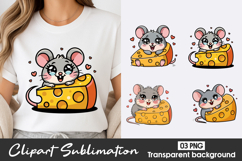 Cute Mouse Cheese Clipart PNG Product Image 1
