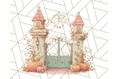 Pastel Halloween Town PNG Clipart, Spooky Shops & Homes Png Product Image 5