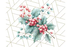 Coral and Aqua Christmas Clipart PNG, Pastel Holiday Art Product Image 5