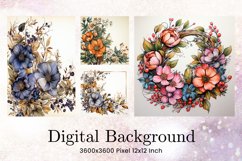 Flower Pattern Background Wallpaper Digital Paper_33 Product Image 1