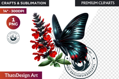 Autumn Butterfly and flower Clipart: Moody Floral PNG Product Image 1