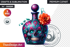 Floral Day of the Dead Clipart PNG sugar skull la catrina Product Image 1