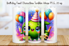 Birthday Food Character Tumbler Wrap PNG 20 oz Product Image 1
