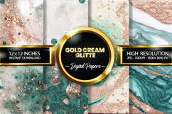 Gold Cream Glitter Digital Papers - 04 variations Product Image 1