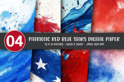 Patriotic Red Blue Stars Digital Paper Product Image 1