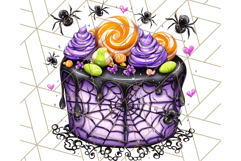 Whimsical Halloween Cake Clipart PNG, Spooky Desserts Product Image 5