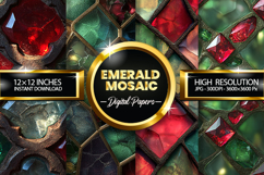 Emerald Mosaic Digital Papers - 04 variations Product Image 1